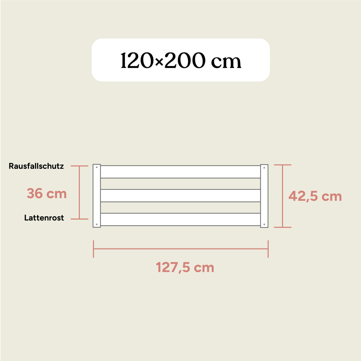 Bodenbett Sona | 120x200 cm | Kiefer Weiß