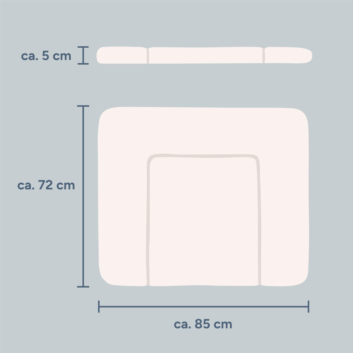 Wickelauflage | abwaschbar | Beige | 85x72 cm