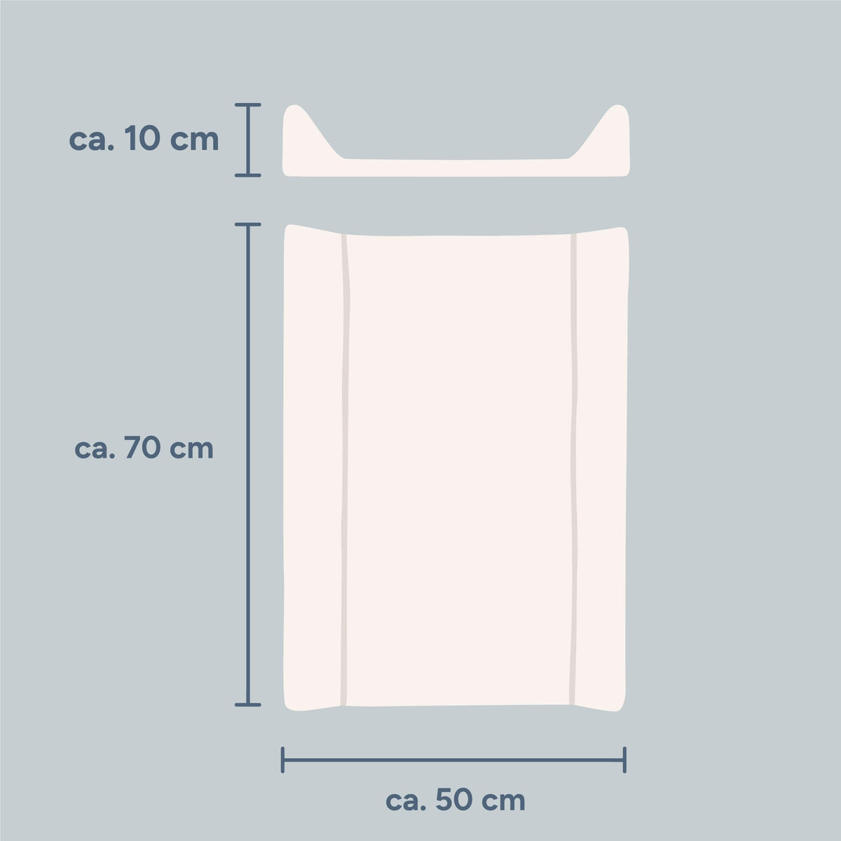Wickelauflage mit Keil | abwaschbar | Hellgrau | 50x70 cm
