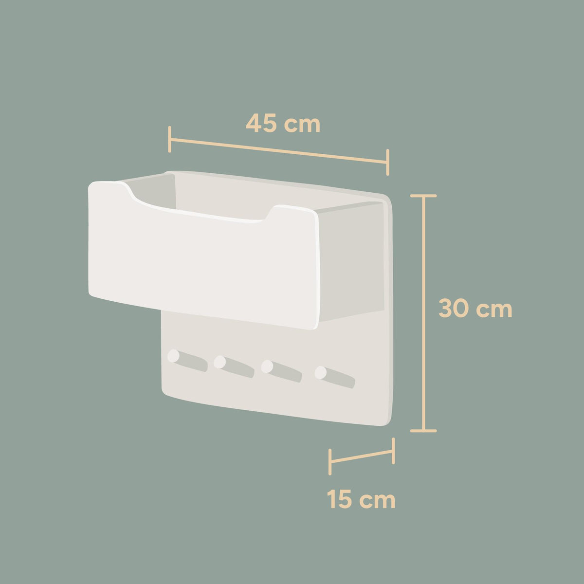 Kindergarderobe | 45 cm | Ohne Sichtfenster | Birkenschichtholz (Weiß Lackiert)