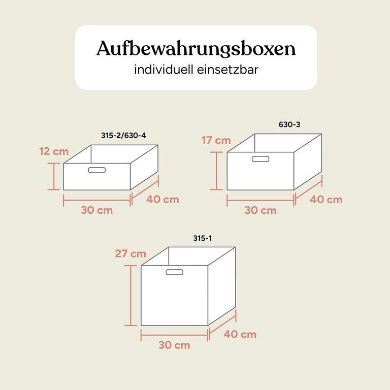 Aufbewahrungssystem mit Boxen | Kiefer Natur | 63 cm | 4 Fächer