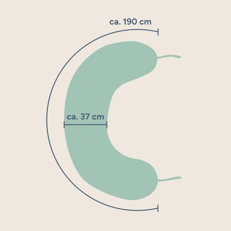 Stillkissen | Musselin Hellgrau | 190 cm | Mikroperlen