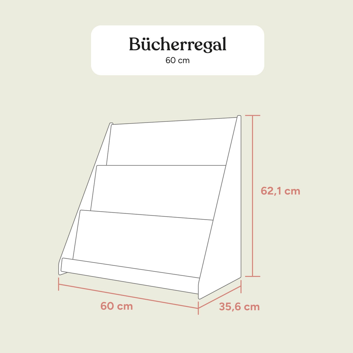 Bücherregal | Kiefer Weiß | 60 cm