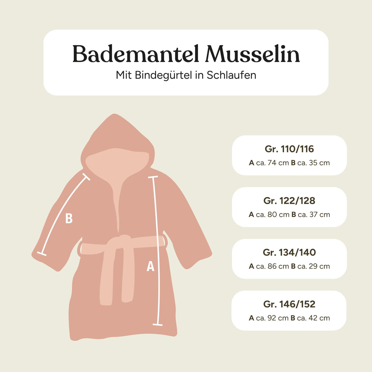 Bademantel Musselin | Jade | 86/92