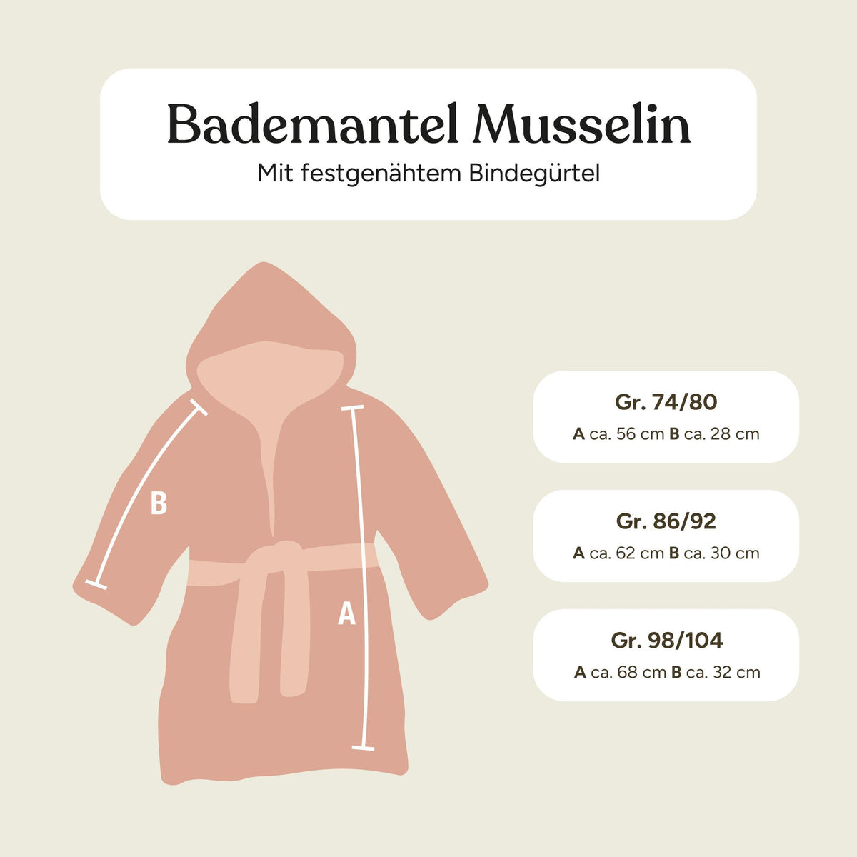 Bademantel Musselin | Rosé | 86/92