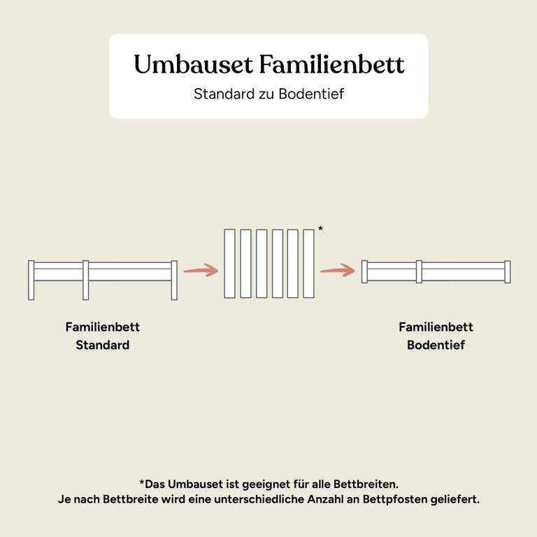 Familienbett Birke Transparent | Umbauset 180+90 cm | Bodentief