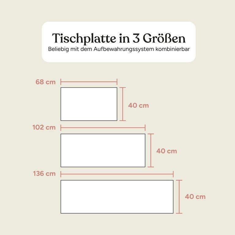Tischplatte Aufbewahrungssystem | Buche Weiß | 136 cm