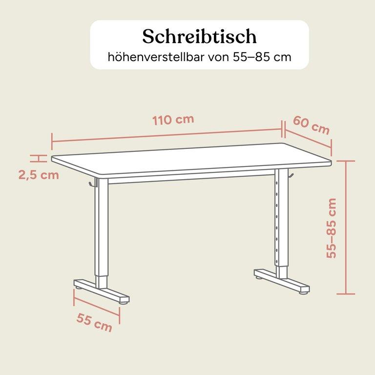 Schreibtisch Weiß | Tischplatte Eiche Transparent