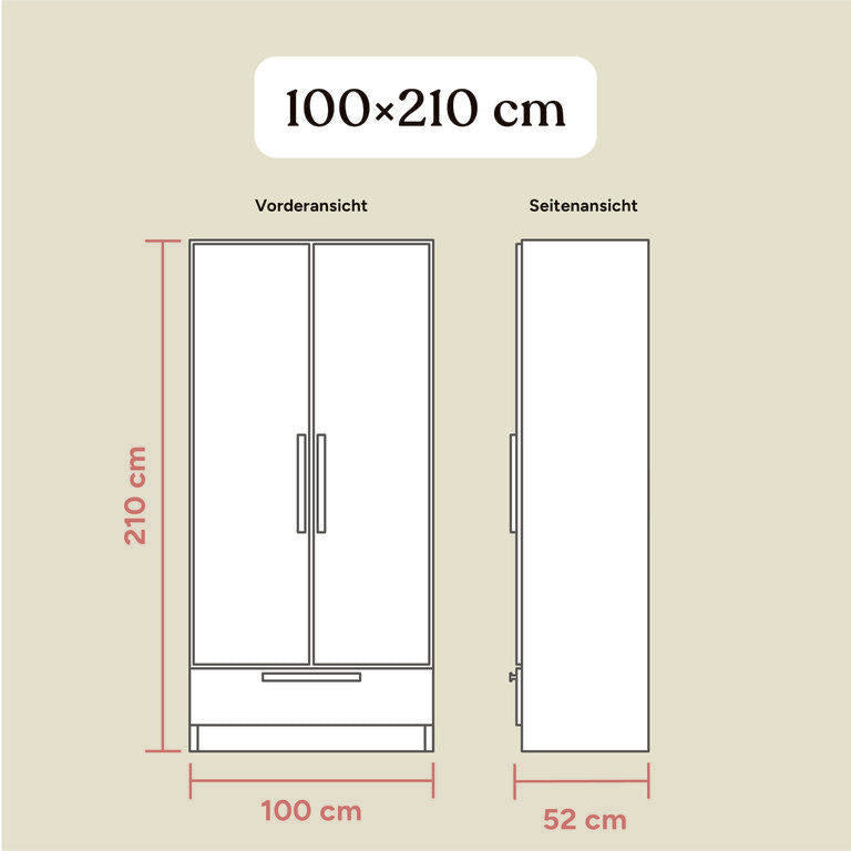 Kleiderschrank Linia | Kiefer Natur | Mit Schublade
