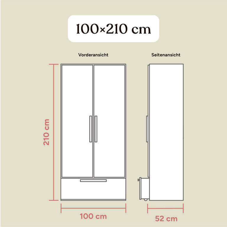 Kleiderschrank Linia | Kiefer Natur | Mit Rollschublade