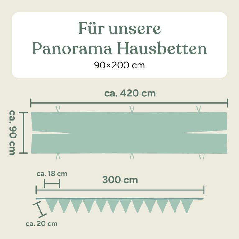 Betthimmel-Set für Panorama Hausbett | Jade | 90x420 cm