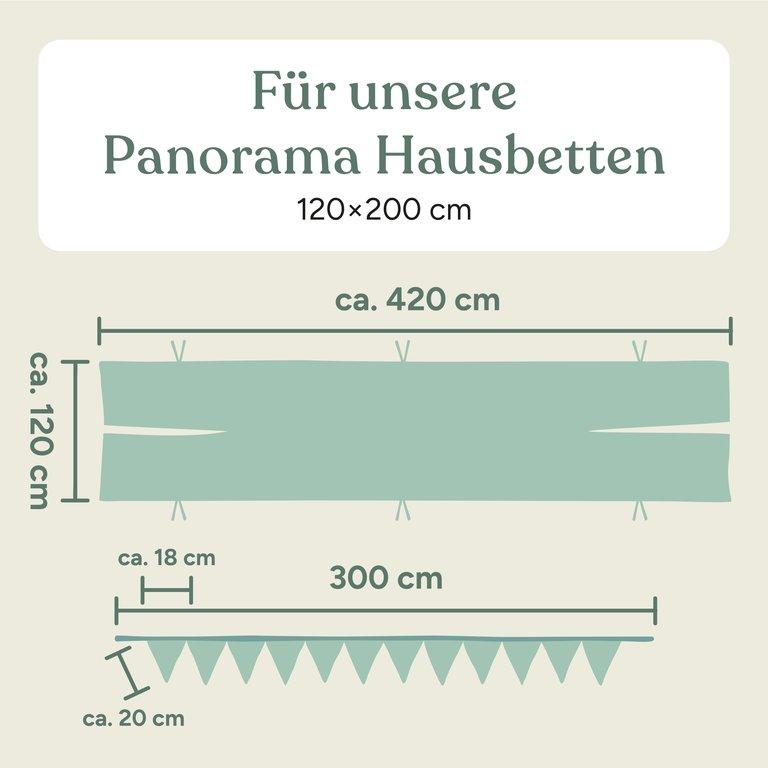Betthimmel-Set für Panorama Hausbett | Beige | 120x420 cm