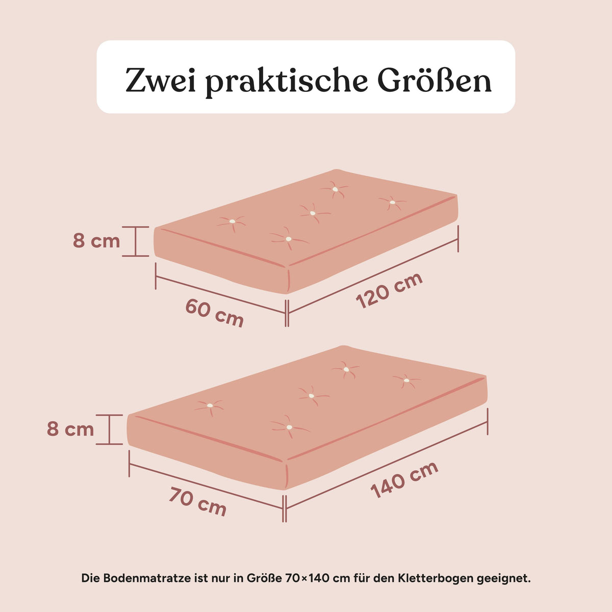 Bodenmatratze | Web Rosé | 60x120 cm