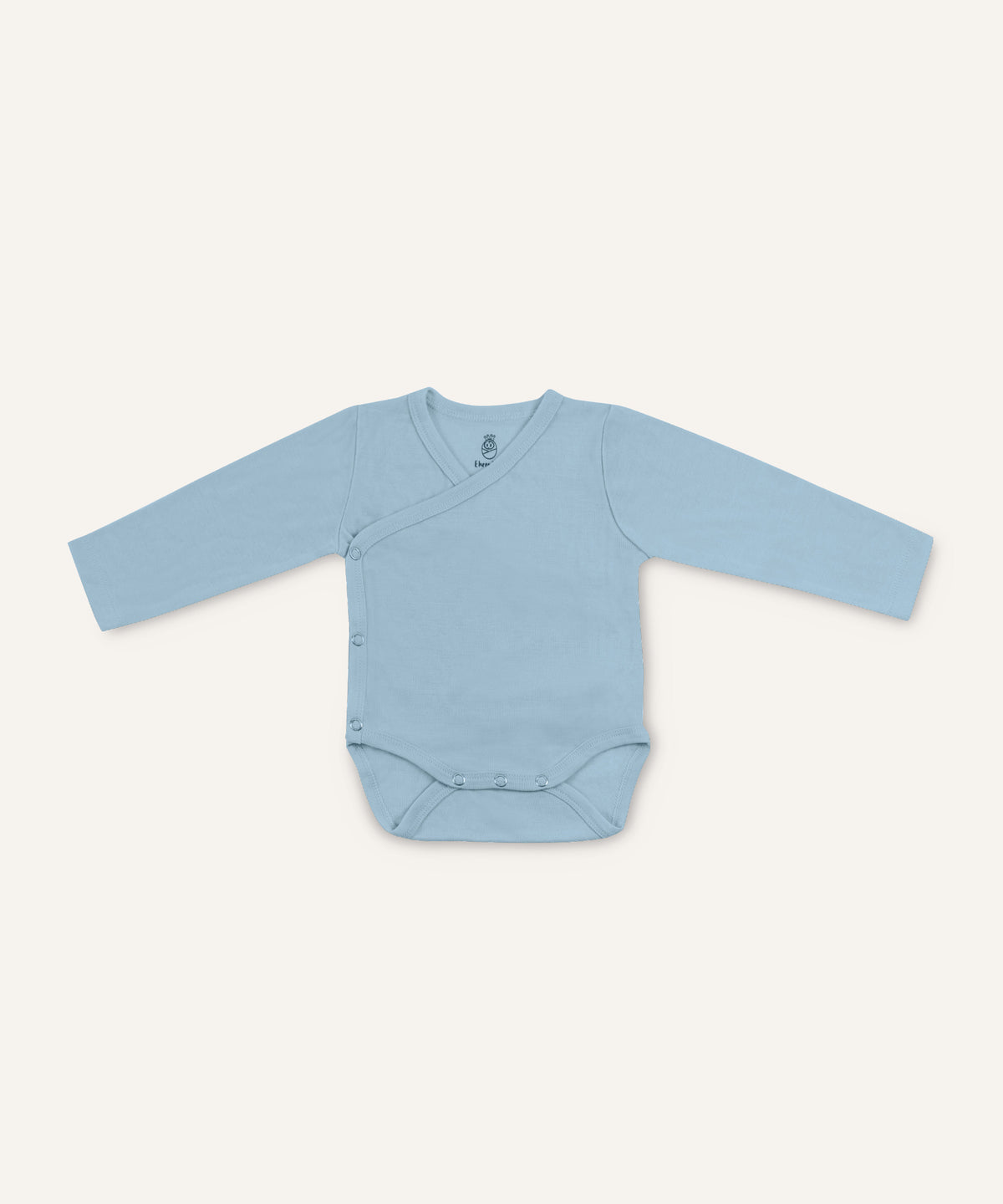 Ehrenkind Wolle-Seide Wickel-Body Hellblau.