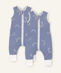2er Bundle Ehrenkind Baby-Sommerschlafsack  mit Beinen Jeansblau Gemustert