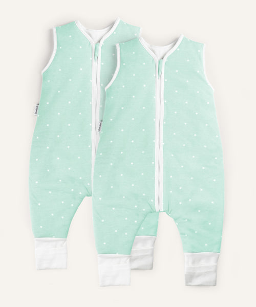2er Bundle Ehrenkind Sommerschlafsack mit Beine in mint mit weißen Sternen.