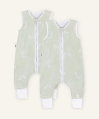 2er Bundle Ehrenkind Baby-Sommerschlafsack  mit Beinen Salbei Gemustert