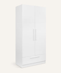 Ehrenkind Kleiderschrank Linia Kiefer Weiß 100cm Basis-Set mit Schublade.