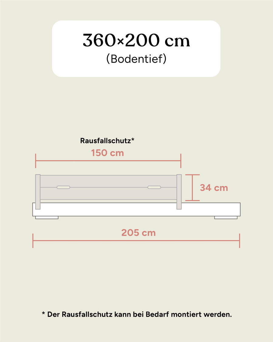 Familienbett Plano | Kiefer Weiß | 360 × 200 cm