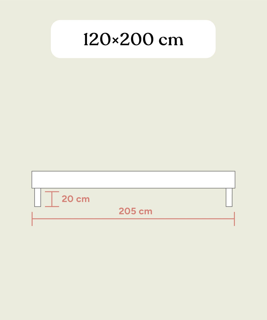 Größengrafik Jugendbett Plano von der Seite 120x200 cm.