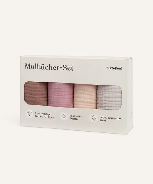 Mulltücher-Set in Rosé.