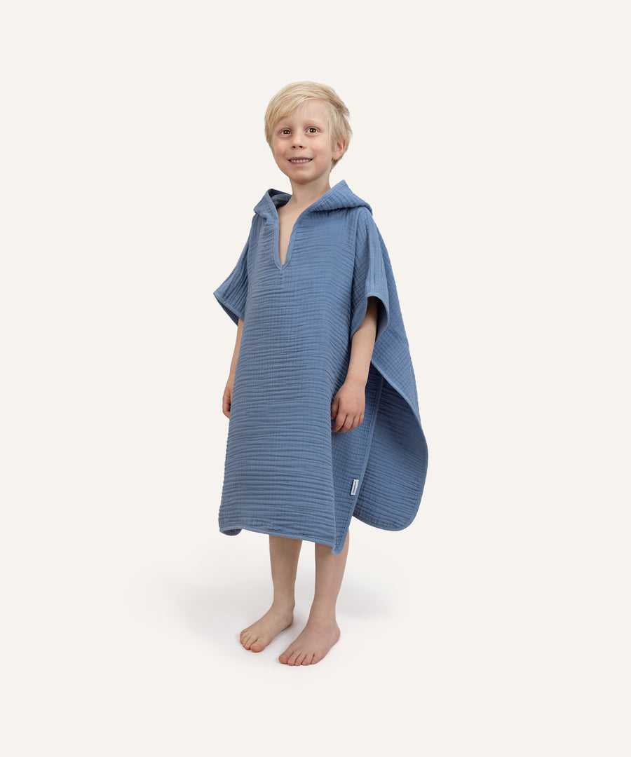 Musselin Badeponcho Jeansblau.