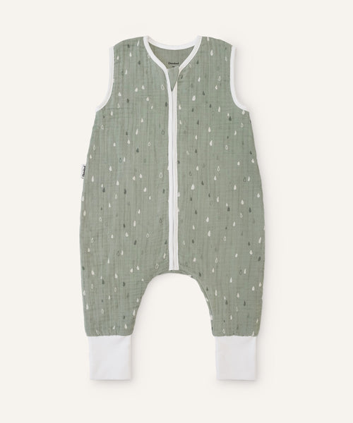 Musselin-Schlafsack mit Beinen 0.5 TOG in Jade.